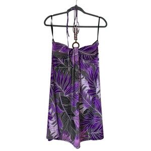 Napua Collection Honolulu Halter Tropical Print Dress Purple- Size M